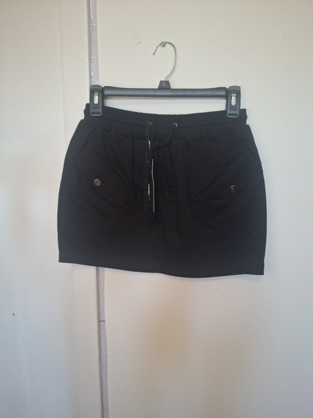 Fashion Nova Black Drawstring Mini Skirt